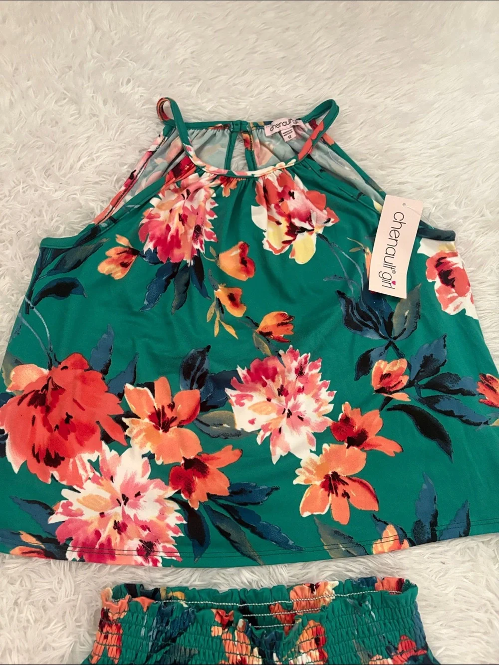 NWT Chenault Girl From Stitch Fix Green Floral 2 Piece Outfit Size 12 Youth